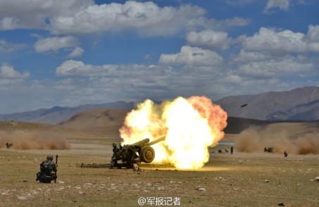 A firing rocket cannon