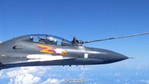 Chinese Su-30 fighter jet conducting regular combat patrol of South China Sea